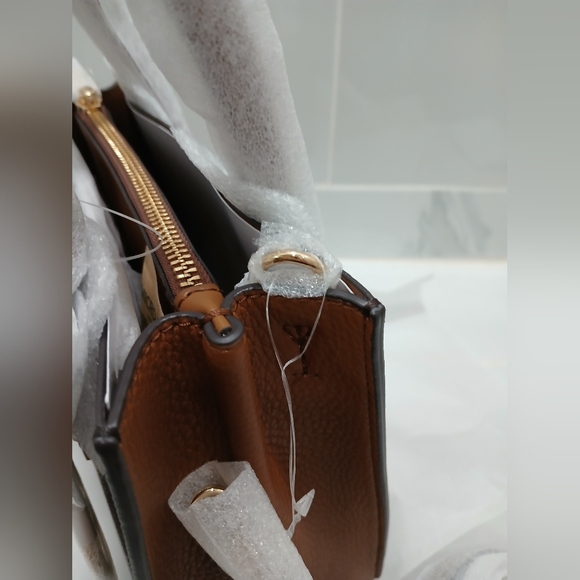 MICHAEL KORS Mercer Medium Logo and Leather Accordion Crossbody Bag Brown NWT - Picture 14 of 16